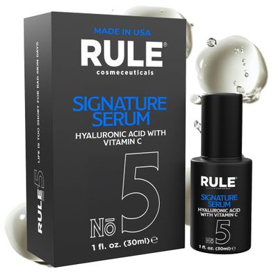 RULE Vitamin C Face Serum for Men with Hyaluronic Acid, Caviar Niacinamide - Anti Aging Serum for Face Fine Lines, Wrinkles, Dark Spots, Brightening Skin - Antioxidant Facial Serum for Men, 1 Fl Oz