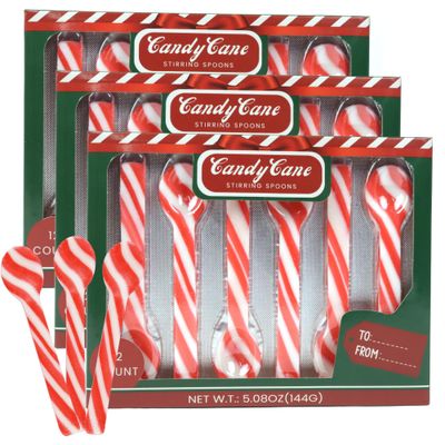 Sweetzo Christmas Candy Cane Spoons, Hot Chocolate and Coffee Peppermint Stirrers - 36 Total Pieces (Pack of 3)