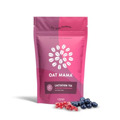 Oat Mama Lactation Tea for Breastfeeding Moms - Blueberry Pomegranate Breastfeeding Essentials for Milk Supply Increase Organic Lactation Support Postpartum Recovery