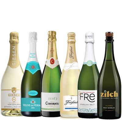 Sparkling Non-Alcoholic Wine Date Night Mixed 6 Pack Includes Freixenet, Zilch, Codorniu, Giesen, Veuve du Vernay and Fre 750ml Zero Alcohol Dealcoholized Champagne