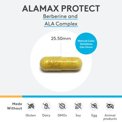 XYMOGEN ALAmax Protect - Berberine and ALA Supplement Complex - Alpha-Lipoic Acid with Berberine HCI Biotin to Help Support Cardiometabolic Health (120 Capsules)