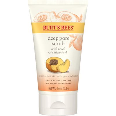 Burt&#39;s Bees Peach and Willow Bark Deep Pore Exfoliating Facial Scrub, 4 Oz (Package May Vary)