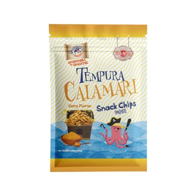Swashbuckle Snacks Crispy Tempura Calamari Snack Chips Curry Flavor 5.29oz (150g), Made in Japan, Otsumami