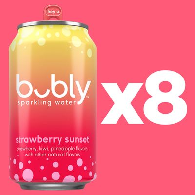 bubly Sparkling Water, Strawberry Sunset, Zero Sugar Zero Calories, Seltzer Water, 12 Fl Oz Cans (Pack of 8)