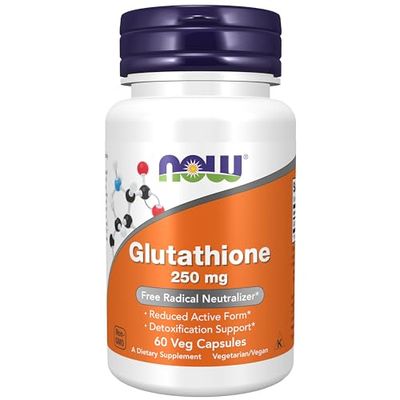 NOW Foods Supplements, Glutathione 250 mg, Detoxification Support, Free Radical Neutralizer, 60 Veg Capsules