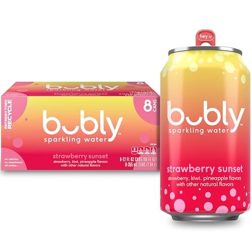 bubly Sparkling Water, Strawberry Sunset, Zero Sugar Zero Calories, Seltzer Water, 12 Fl Oz Cans (Pack of 8)