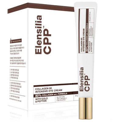 Elensilia 80 Collagen With Gold Peptides Eye Cream - Snail Secretion Filtrate Matrixyl 3000 Haloxyl For Wrinkles, Dark Circles, Moisturizer - Korean Skin Care, 0.7 fl.oz