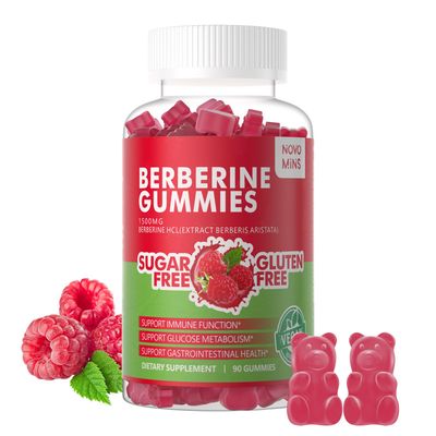 Berberine Gummies with Ceylon Cinnamon 1500mg High Potency Berberine HCL Supplement for Immune and Metabolism Support, Sugar Free Organic Berberine Gummies Raspberry Flavor.