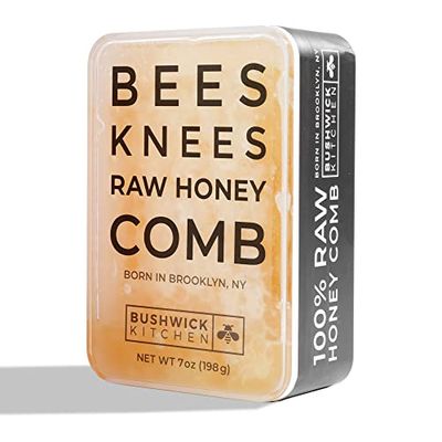 Bees Knees Raw Honeycomb, 100 Edible, All-Natural Gourmet Honeycomb in Double Sealed Packaging, Acacia Honey Comb with Sweet, Light Flavor, Foodie Gifts, Tea Gifts, Unique Gift Ideas (7 oz)