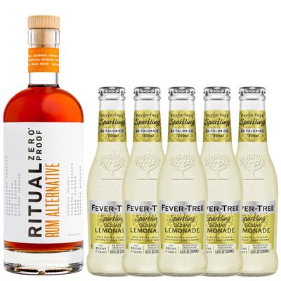 Ritual Zero Non-Alcoholic Rum Alternative with 5 Pack of Fever Tree Sicilian Lemonade for your favorite Alcohol-Free Mixed Drink