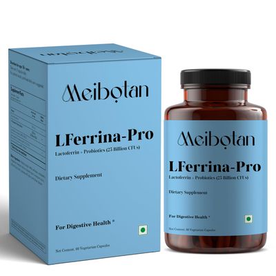 MEIBOTAN lactoferrin Supplement with Probiotics for Men Women - Stimulates The Immune System, Regulates Iron Metabolism, Digestion, Immunity Support- 60 Veg Capsules