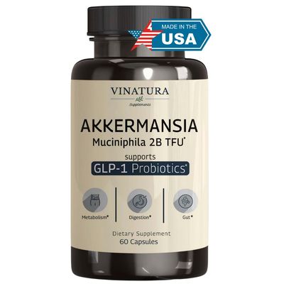 VINATURA Akkermansia Probiotic - Akkermansia Munciniphila Supplement, GLP-1 Supplement - 60 Capsules