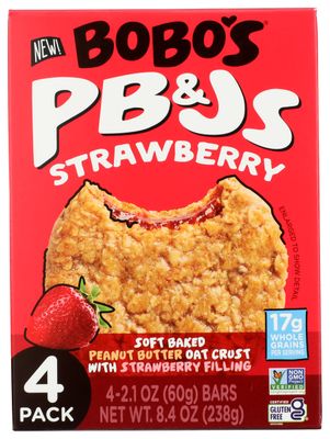 Bobos Oat Bars Bars PBJs Strawberry 4Pk 8.4 OZ
