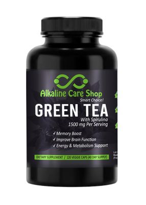 Alkaline Care - Green Tea with Spirulina Extract 1500mg - High Absorption Ultra Potent Green Tea Supplement with Spirulina - Green Tea for Energy Metabolism Support Capsules - 120 Capsules