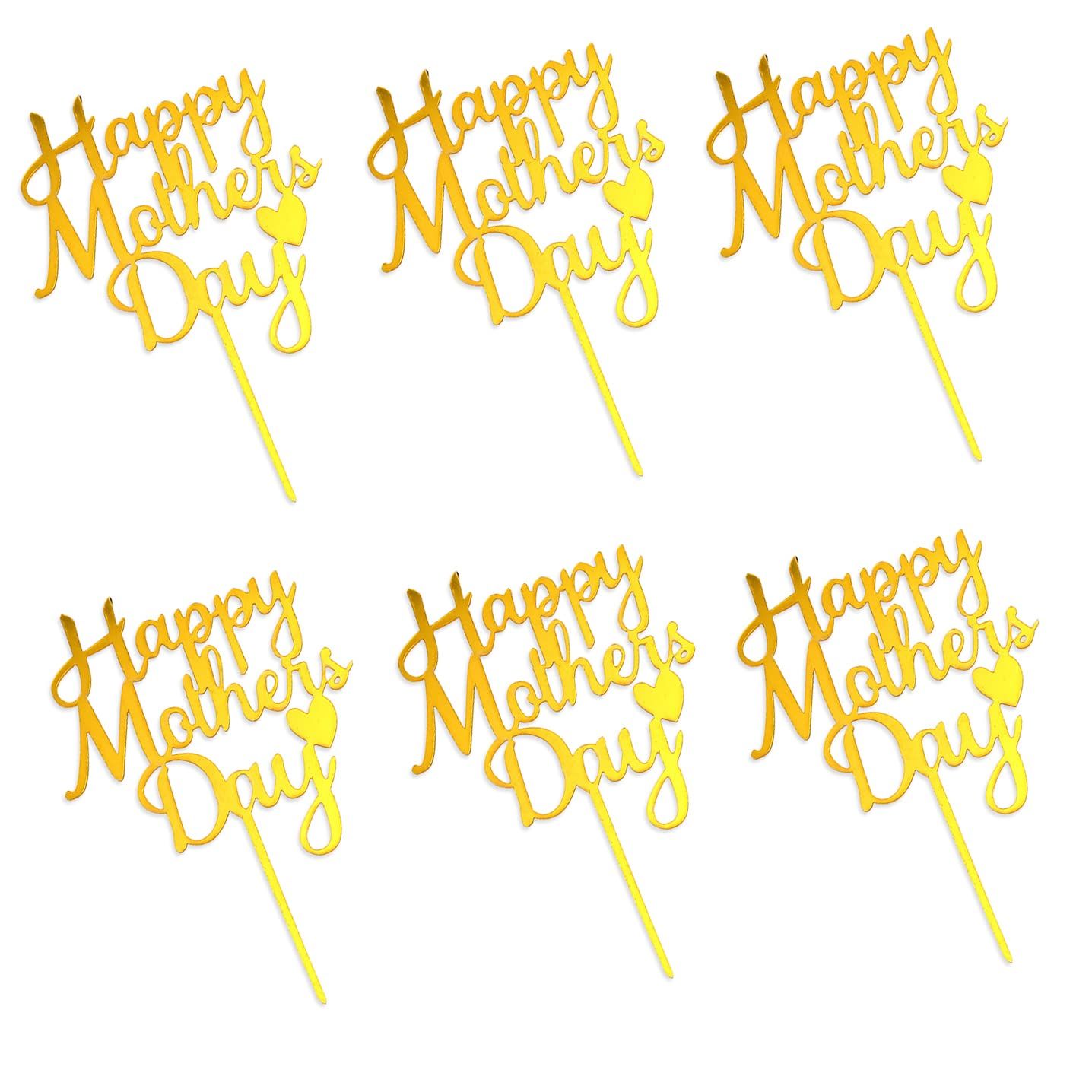 10pcs Happy Mothers Day Cake Topper Cake Picks Acrylic Sticks Happy Mothers Day Sign for Flower Bouquet for Motherday Birthday Cupcake Party Favors Decorations