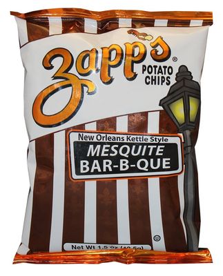 Zapp s New Orleans Kettle-Style Potato Chips, Mesquite BBQ - Crunchy Chips with a Smokey Kick, Great for Lunches or Snacking on the Go, 1.5 oz. Bag (Pack of 30)