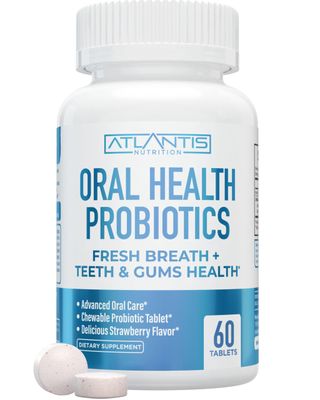 Oral Probiotics Chewable Tablet - Dental Probiotic for Gum Care Teeth Care - Chronic Bad Breath Treatment for Adults - 3 Billion CFU Probiotic Blend - Strawberry Flavor - 60 Tablets