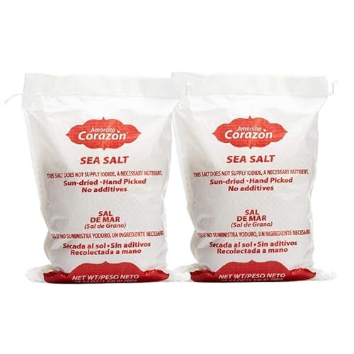 Amorcito Coraz n - Coarse Sea Salt - Natural Salt from Mexico - 2-Pack (24.64 oz, 700 g Each) - Perfect for Drinks, Meat, Seafood, Dips, Desserts, Veggies, and More