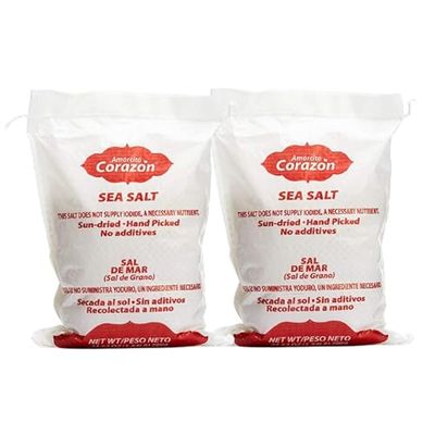 Amorcito Coraz n - Coarse Sea Salt - Natural Salt from Mexico - 2-Pack (24.64 oz, 700 g Each) - Perfect for Drinks, Meat, Seafood, Dips, Desserts, Veggies, and More