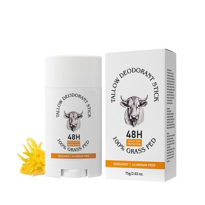Tallow Deodorant, Women Men&#39;s Deodorant Stick with Grass-Fed Beef Tallow - Bergamot Scented,48-Hour Odor Control, Invisible Cream Stick for Underarms and Private Parts, Aluminum-Free