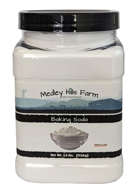 Baking Soda By Medley Hills Farm 2.5 Lbs. in Reusable Container - Gluten-Free All Purpose Baking Soda for Cooking, Baking Cleaning - Made in USA