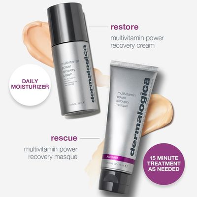 Dermalogica Stressed Skin Recovery System Skin Care Kit, Includes Face Mask and Facial Cream Full Size - Improve Dryness, Fine Lines, and Dullness