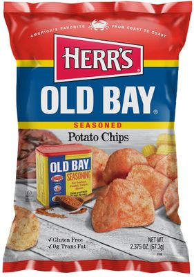 Herr&#39;s Old Bay Potato Chips, 2.375 Ounce (Pack of 24 Bags) - Crispy Potato Chips with Classic Old Bay Seasoning - Perfect for Picnics and Beach Visits