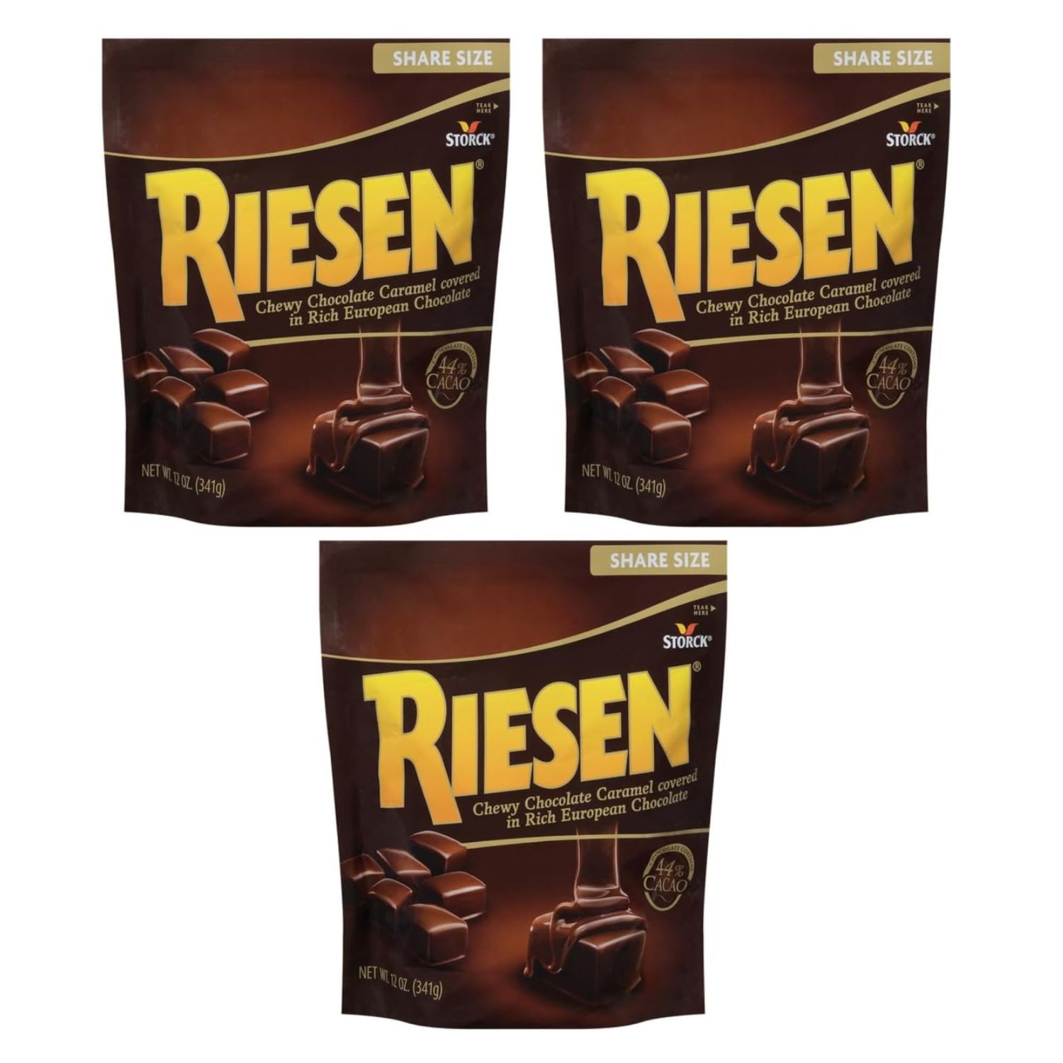 Riesen Chocolate Caramel Candy - 12oz Bags (Pack of 3) - Individually Wrapped Chocolate, Chewy Caramel - 12oz Share Bags (Pack Of 3) Packaged by Leathnu Foundry