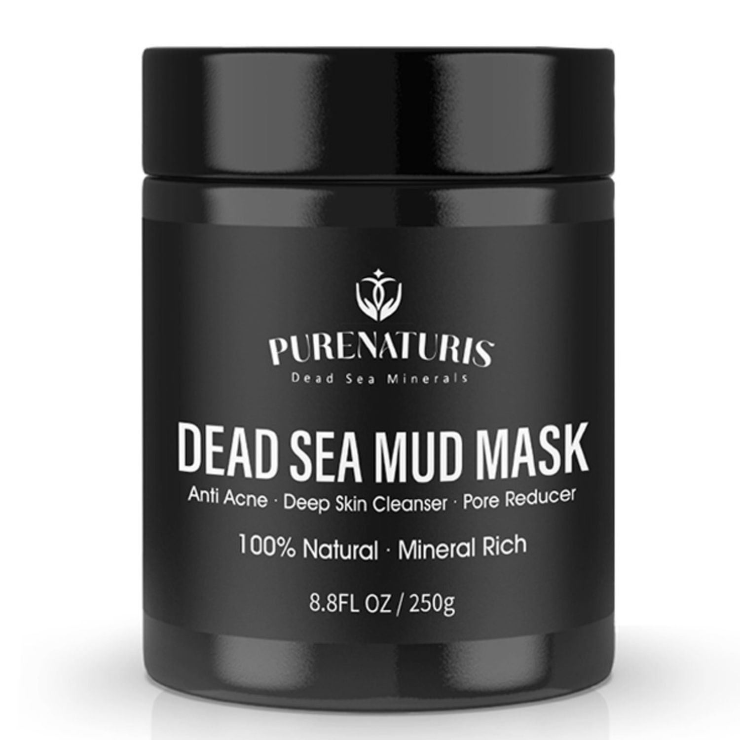 PureNaturis Organic Dead Sea Mud Mask for Face Body, Premium Spa Quality Pore Minimizer for Acne, Blackheads, Oily Skin -Skin Tightening Formula for Women Men, Achieves Healthier Complexion 8.8 oz