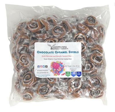 YANKEETRADERS Chocolate Caramel Swirl Candy, 2 Pound Bulk Bag