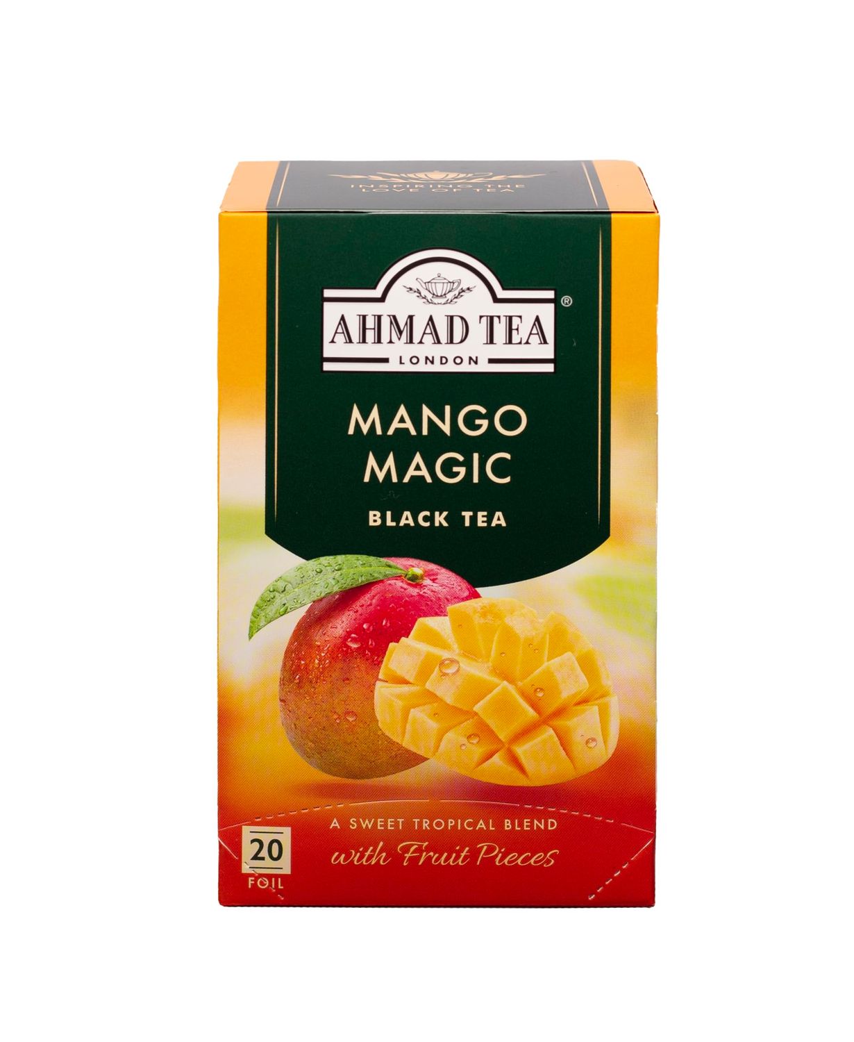 Ahmad Tea Black Tea, Mango Magic Teabags, 20 ct (Pack of 1) - Caffeinated Sugar-Free