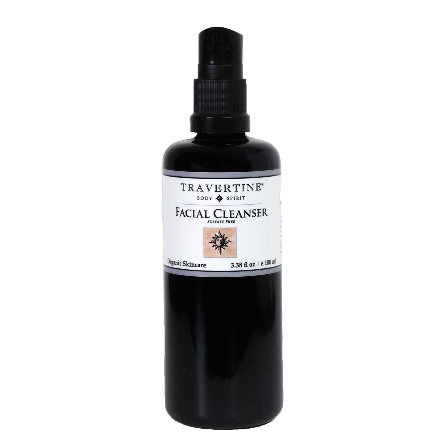 Travertine Spa Facial Cleanser No Sulfates or Parabens Vegan Natural, Botanical Formulation