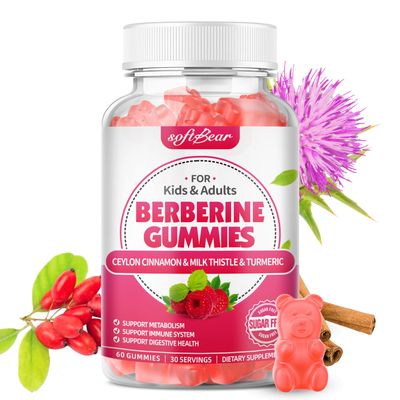 softber Berberine Gummies, Organic Berberine 1500mg with Ceylon Cinnamon Milk Thistle Berberine Supplement Gummies Support Metabolism Immune Health, Raspberry Flavor 60 Count