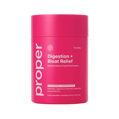 Proper, The Pinks Digestion and Bloat Relief. Drink Mix with Gut Health Probiotics, Prebiotics, and Enzymes for Digestive Support. Gut Balance, Bloating, and Microbiome Supplement for Women and Men