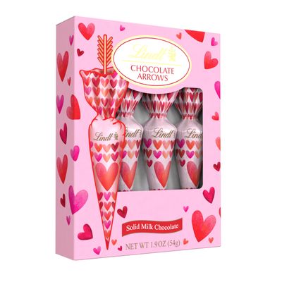 Lindt Chocolate Arrows, Valentine&#39;s Arrow-shaped Solid Milk Chocolate on a Stick, 4 Pack