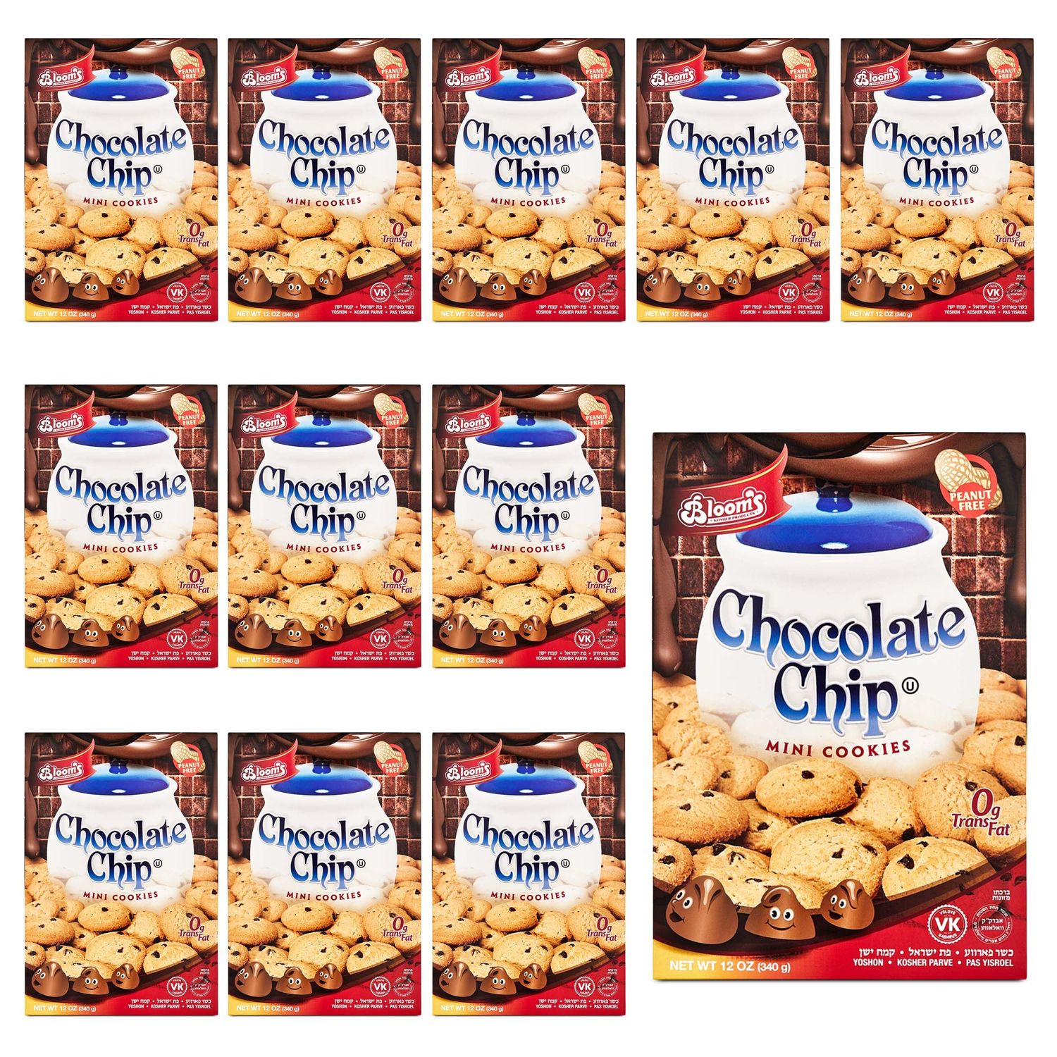 Bloom&#39;s Mini Chocolate Chip Cookies - Mini Cookies for On-the-Go Snacking, 0 Trans Fat Cookie Packs, Peanut-Free Nut-Free Soft Cookies - Chocolate Cookies Bulk Pack for School - 144 Oz., 12 Packs