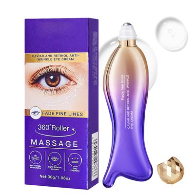 Eye Cream for Dark Circles and Puffiness - Retinol Eye Cream Anti Aging -Ey e Bags Treatment for Women - Caviar Eye Se rum for Wrinkles - Moisturizing under Eye Cream -Ey e Serum with 360 Massage Ball