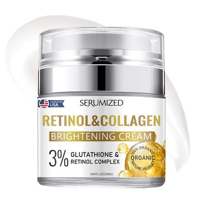Serumized Retinol Cream for Face, Moisturizer for Anti Aging Wrinkled Skin, Day and Night for Women Men, Retinol Collagen Facial Care Face and Neck 1.69 Fl Oz (50ml)