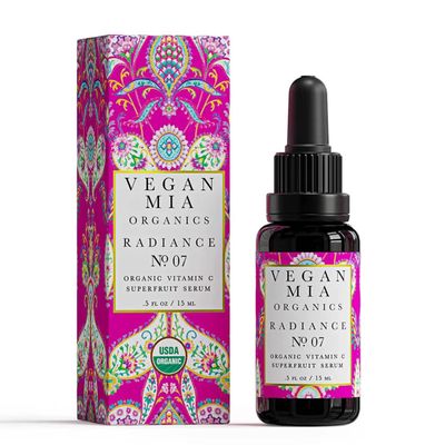 Vegan Mia - USDA Organic Radiance Superfruit Vitamin C Serum Helps Deeply Hydrate, Rejuvenate, Nourish Glow Your Skin Narturally with 7 Potent Fruit Oils, Antioxidants Phytonutrients - 0.5 fl oz