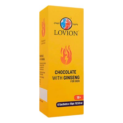 LOVION Premium Dark Liquid Chocolate Bar to Improve Mood - Luxury 6 Sachet for Men - Crafted with Epimedium and Maca Root for a Delightful Experience