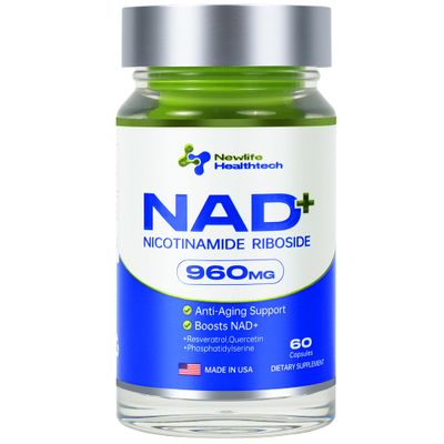 Newlife Healthtech NMN Supplement 960mg - Boosts NAD with 99 Purity Liposomal Nicotinamide Riboside, Phosphatidylserine, Quercetin Resveratrol - Anti-Aging Brain Health - 60 Capsules