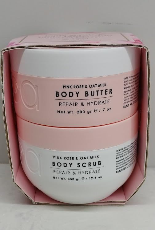 Ciroa, Body Scrub Body Butter Duo, Pink Rose Oat Milk, Body Butter 7 oz (200gr), Body Scrub 12.3 oz (350gr) (Pack of One)