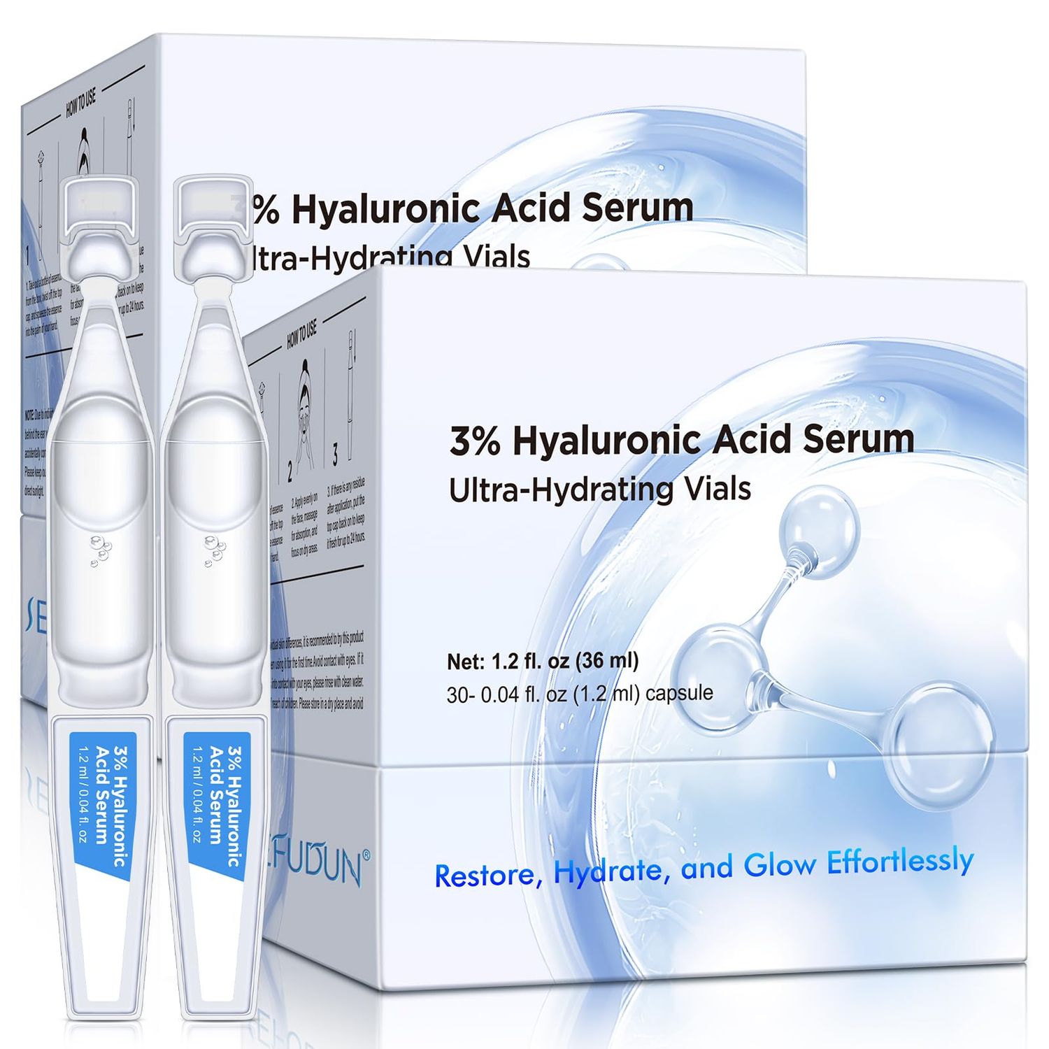 30pcs 3 Hyaluronic Acid Ultra Hydrating Serum, Anti-Aging Serum Intensive Hydration, improves skin texture, minimizes fine lines, improve dryness and dehydration for all skin types