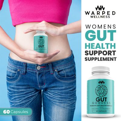 Warped Wellness Womens Gut Health Support Supplement Female Probiotic Digestive Enzyme Vitamin Papain Enzyme for Digestion Support Gut Goddess