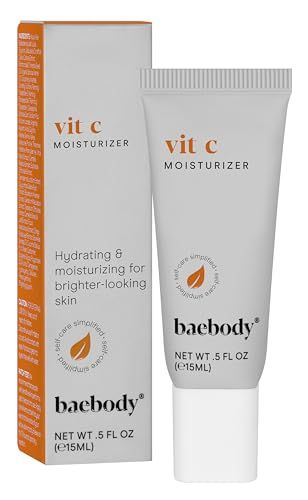 Baebody Made in USA Vitamin C Face Moisturizer - Travel Size Brightening Vitamin C Cream Moisturizer with Jojoba Oil - Anti Aging and Hydrating (0.5 fl oz15 ml)