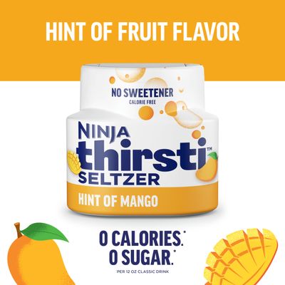 Ninja Thirsti Flavored Water Drops, SELTZER Mango, Crisp and Refreshing Sparkling Water, Zero Calories ,Zero Sugar, Zero Sweeteners, Makes 20, 12oz drinks, 3 Pack, WCFMANGAM