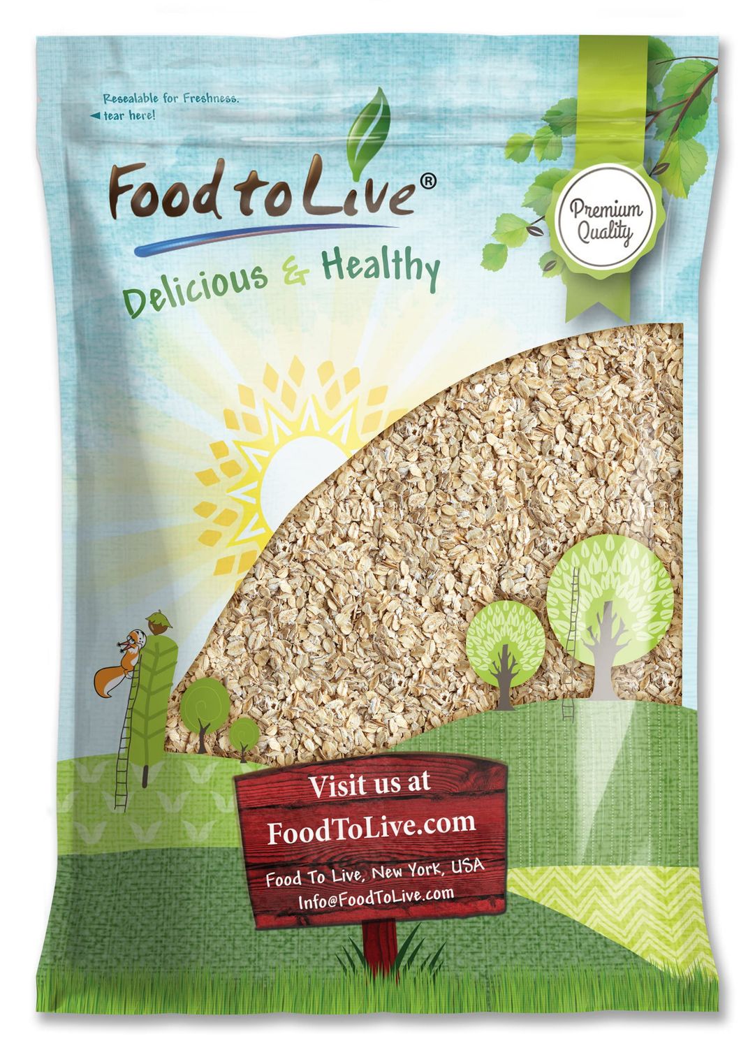 Food to Live Quick Cooking Rolled Oats, 6 Pounds - One Minute Oatmeal, Whole Grain, Instant Meal, Dry Thin Flakes, Uncooked, Raw Whole Foods, Vegan, Kosher, Bulk.Great for Breakfast Cereal