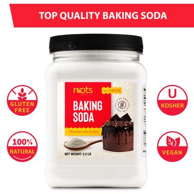 Roots Circle Baking Soda Bulk 1 x 35.2oz Large Airtight Container Pure Sodium Bicarbonate for Cooking, Baking, Cleaning, Laundry, Deodorizing, Gardening Gluten Free, All-Natural Food Grade
