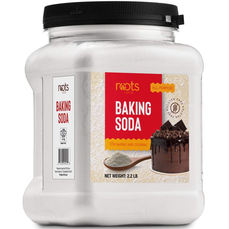 Roots Circle Baking Soda Bulk 1 x 35.2oz Large Airtight Container Pure Sodium Bicarbonate for Cooking, Baking, Cleaning, Laundry, Deodorizing, Gardening Gluten Free, All-Natural Food Grade