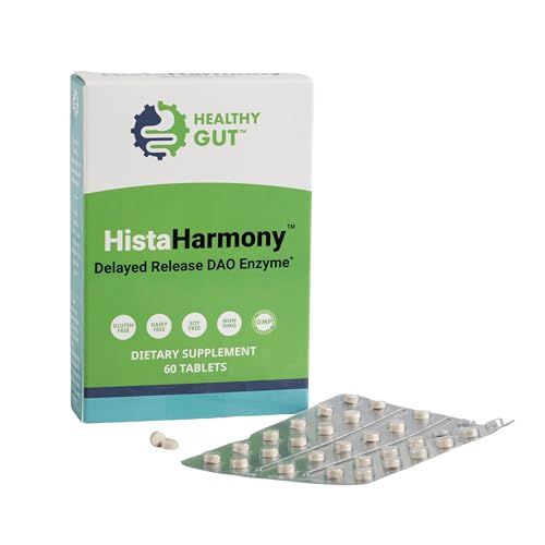 Healthy Gut HistaHarmony Delayed Release DAO Diamine Oxidase Histamine Support Enzyme 30,000 HDU 60 Servings